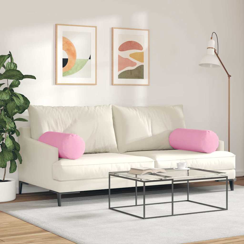 Valjkasti jastučići 2 pcs Ružičasta Ø 25 x 70 cm tkanina