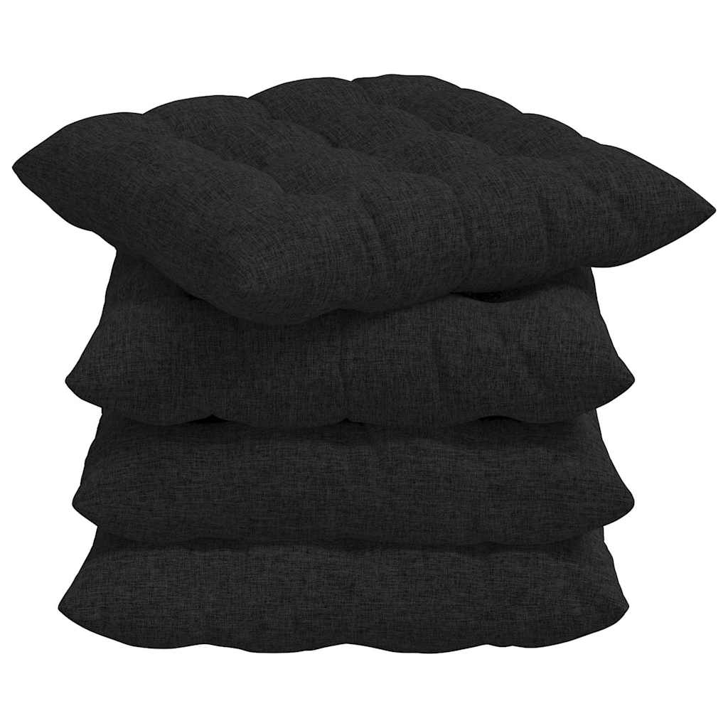 Jastučići za sjedenje 4 pcs Crna 40 x 40 x 6 cm tkanina