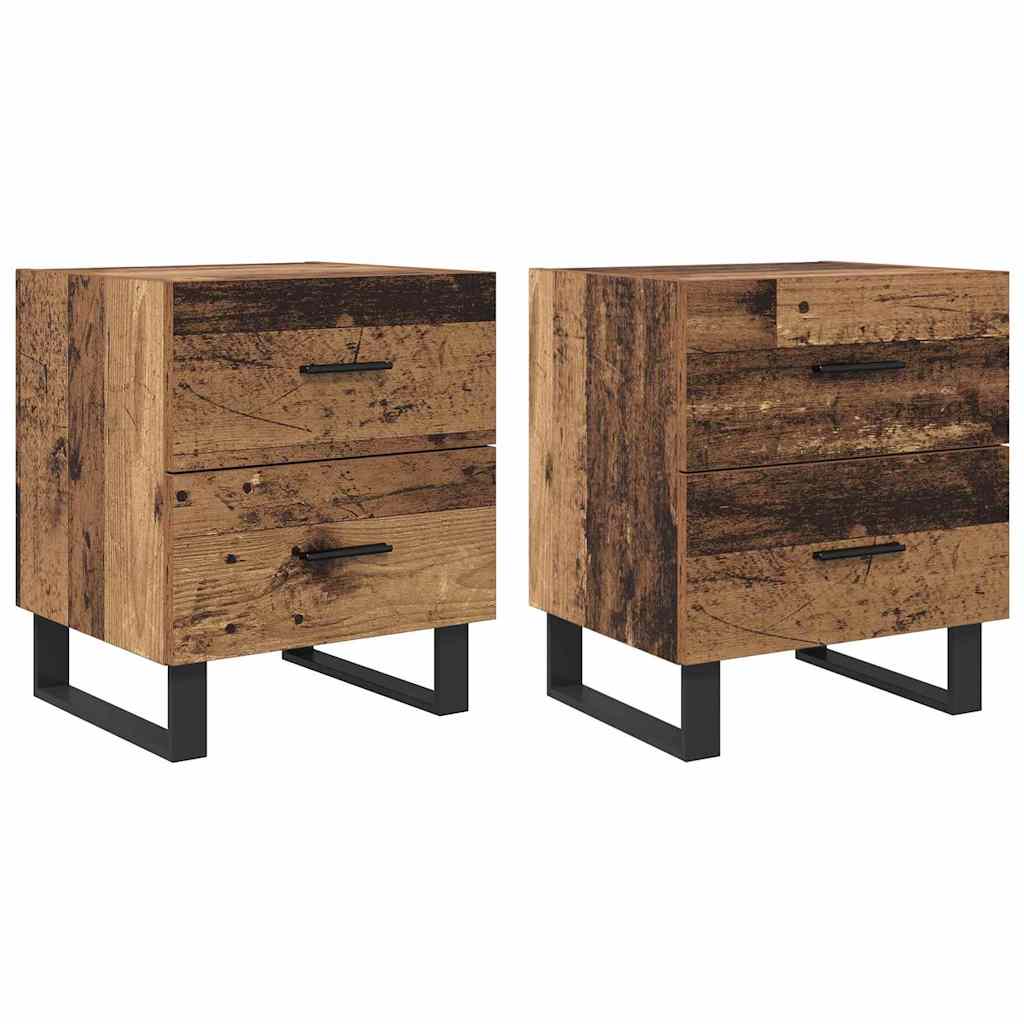 Noćni ormar 2 pcs Stari drvo i crna 40 x 35 x 47,5 cm