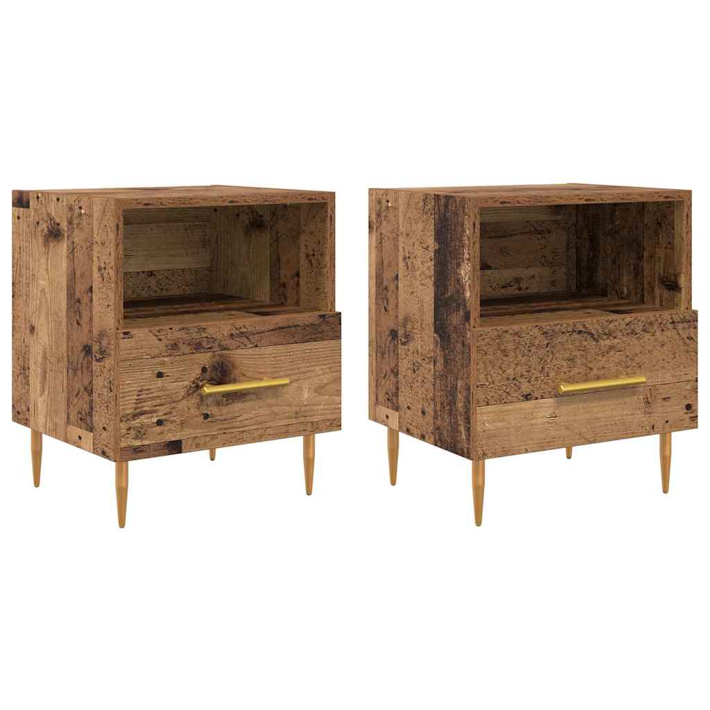 Noćni ormarić s ladicama 2 pcs Staro drvo 40 x 35 x 47,5 cm