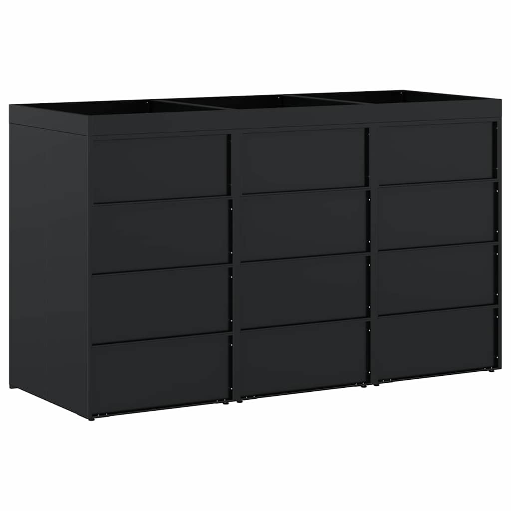 Skladištenje kanti za 3 kante Crna 204 x 77,5 x 121,5 cm