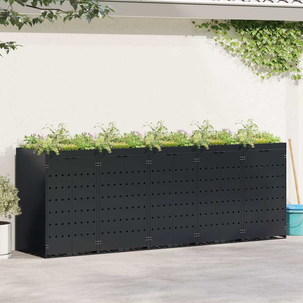 Skladištenje kanti za 5 kanti Crna 340 x 77,5 x 121,5 cm