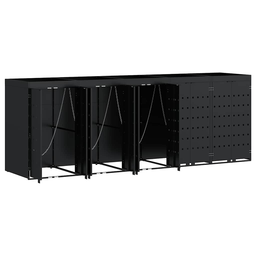 Skladištenje kanti za 5 kanti Crna 340 x 77,5 x 121,5 cm