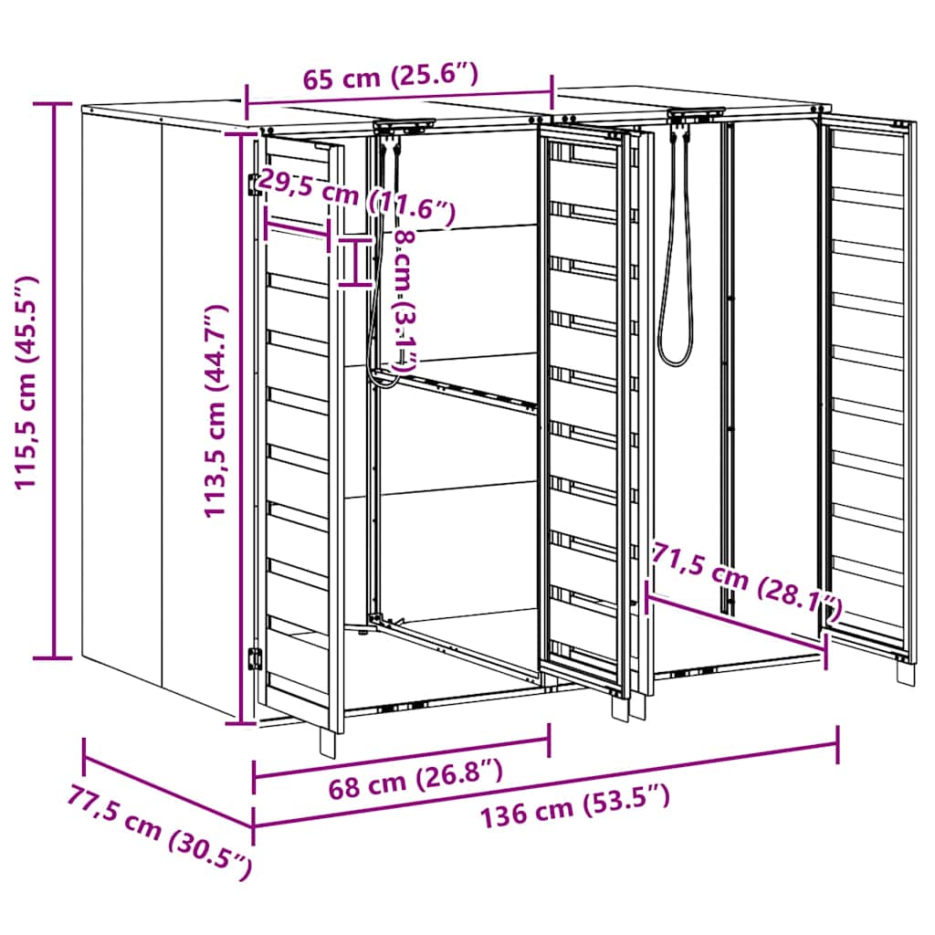 Skladištenje kanti za 3 kante Antracit 340 x 77.5 x 115.5 cm