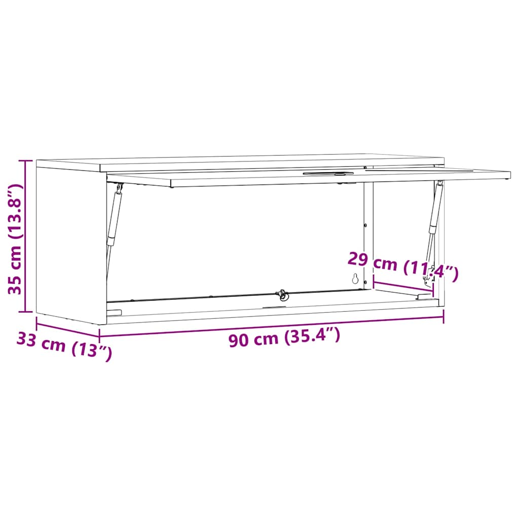 Ormar za zid u garaži Crna 90 x 33 x 35 cm Čelik s prahom