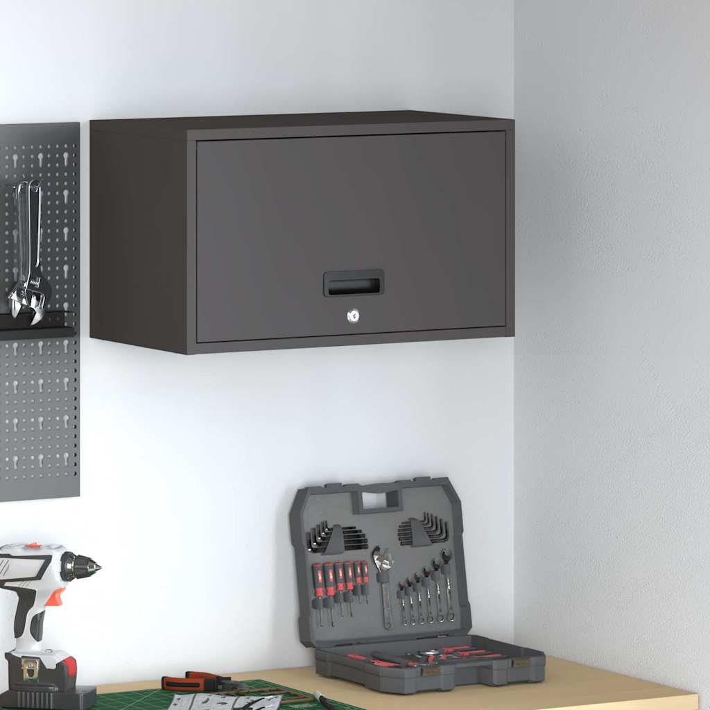 Ormar za zid u garaži Crna 60 x 33 x 35 cm Čelik s prahom