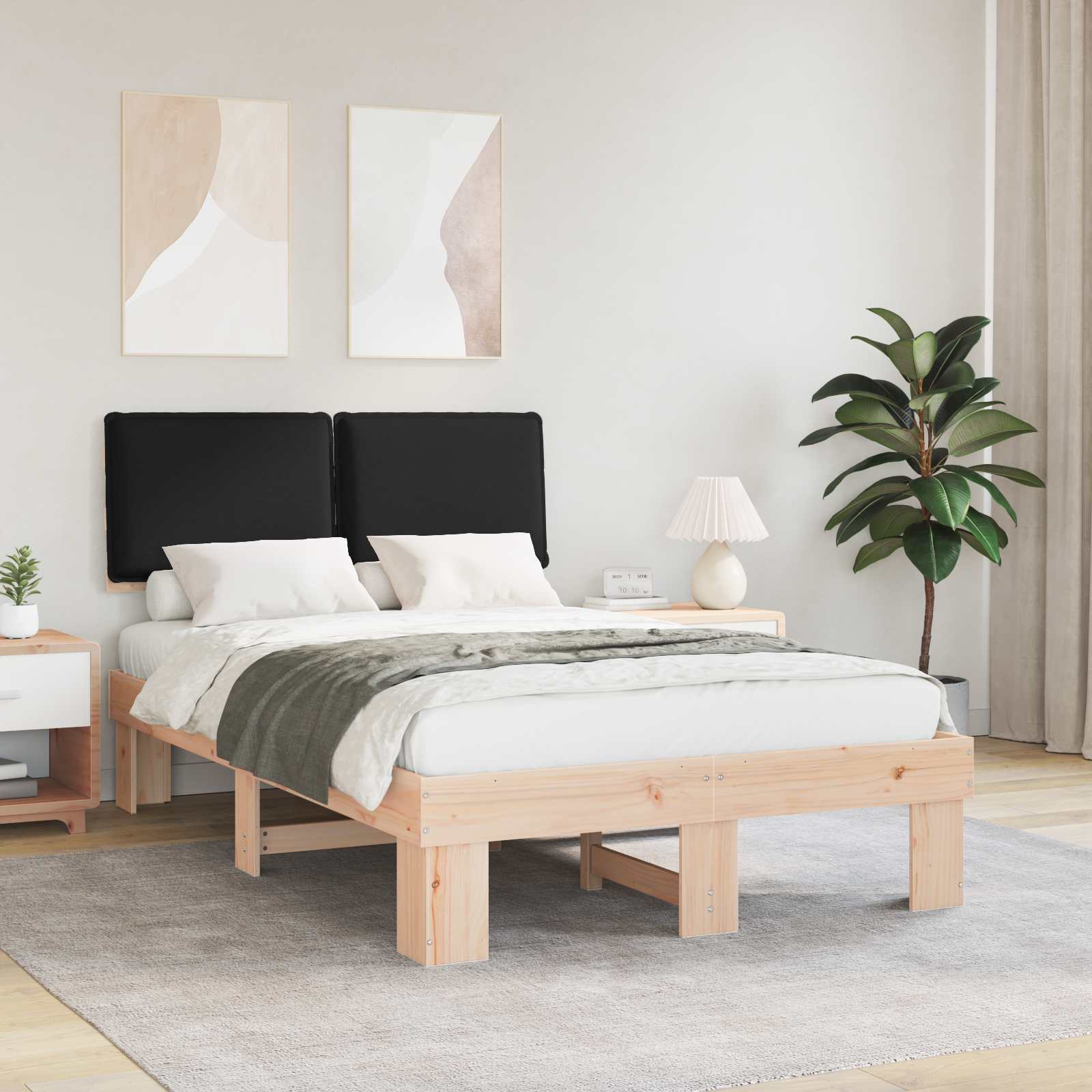 Krevetni okvir s tapiciranim uzglavljem Crna 120 x 200 cm