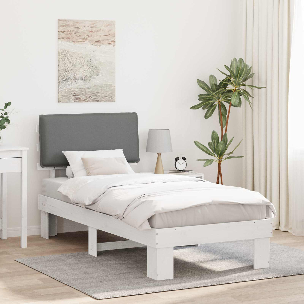 Krevetni okvir s tapiciranim uzglavljem Svijetlo siva Svjetlosiva 75 x 190 cm