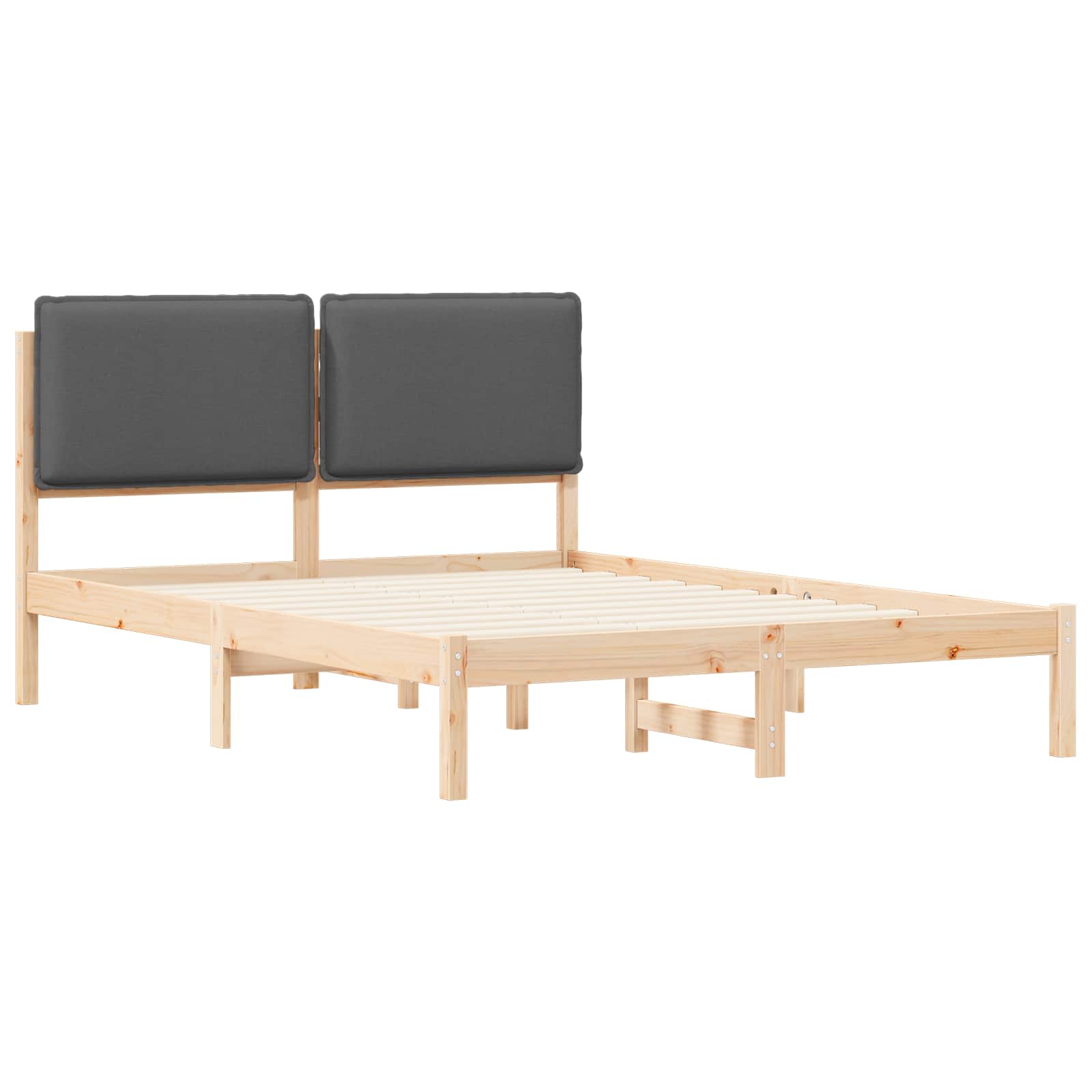 Krevetni okvir s tapiciranim uzglavljem Tamno siva 140 x 190 cm