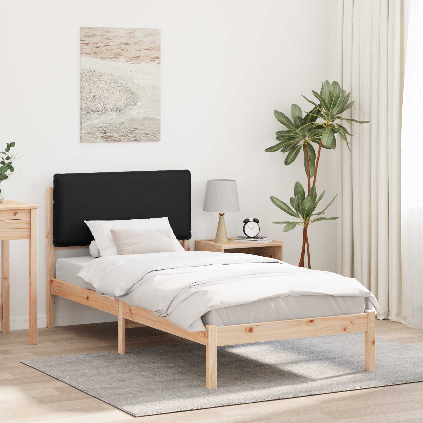 Krevetni okvir s tapiciranim uzglavljem Crna 100 x 200 cm