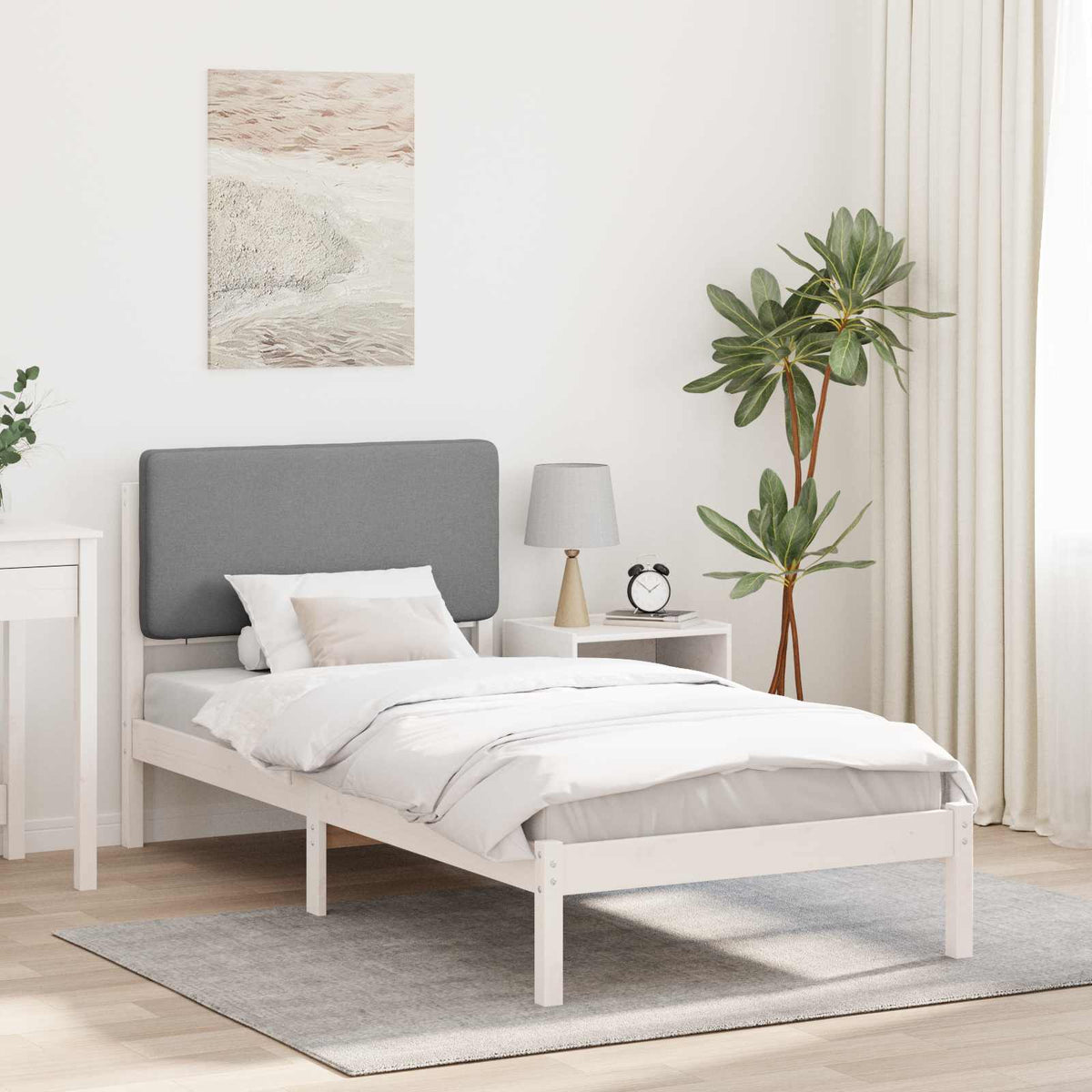 Krevetni okvir s tapiciranim uzglavljem Svijetlo siva Svjetlosiva 205.5 x 95.5 x 84.5 cm