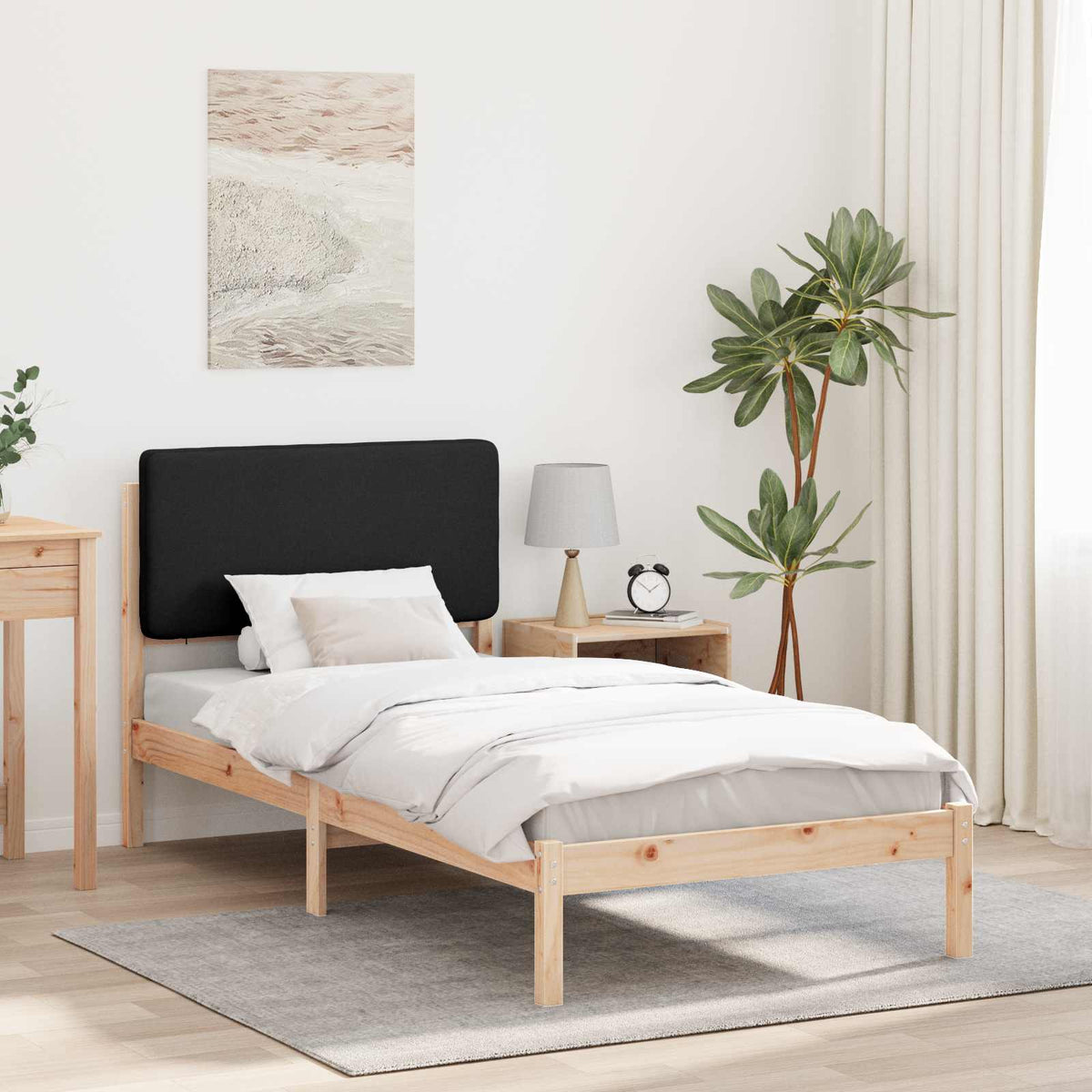 Krevetni okvir s tapiciranim uzglavljem Crna 80 x 200 cm