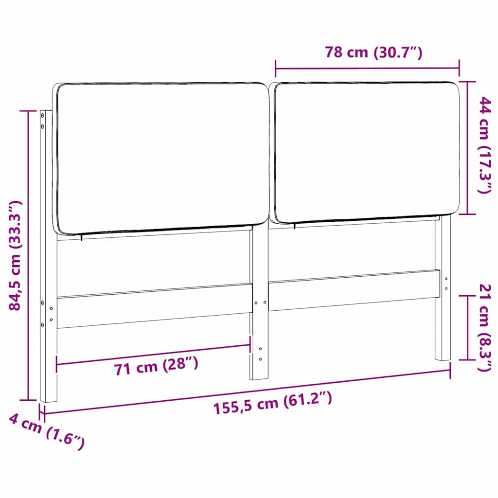 Tapecirani uzglavlje s uzglavljem Smeđa i svijetlosiva 150 cm