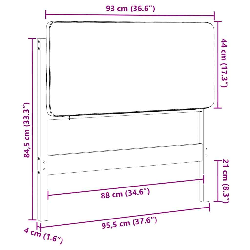 Tapecirani uzglavlje s uzglavljem Smeđa i tamno siva 90 cm