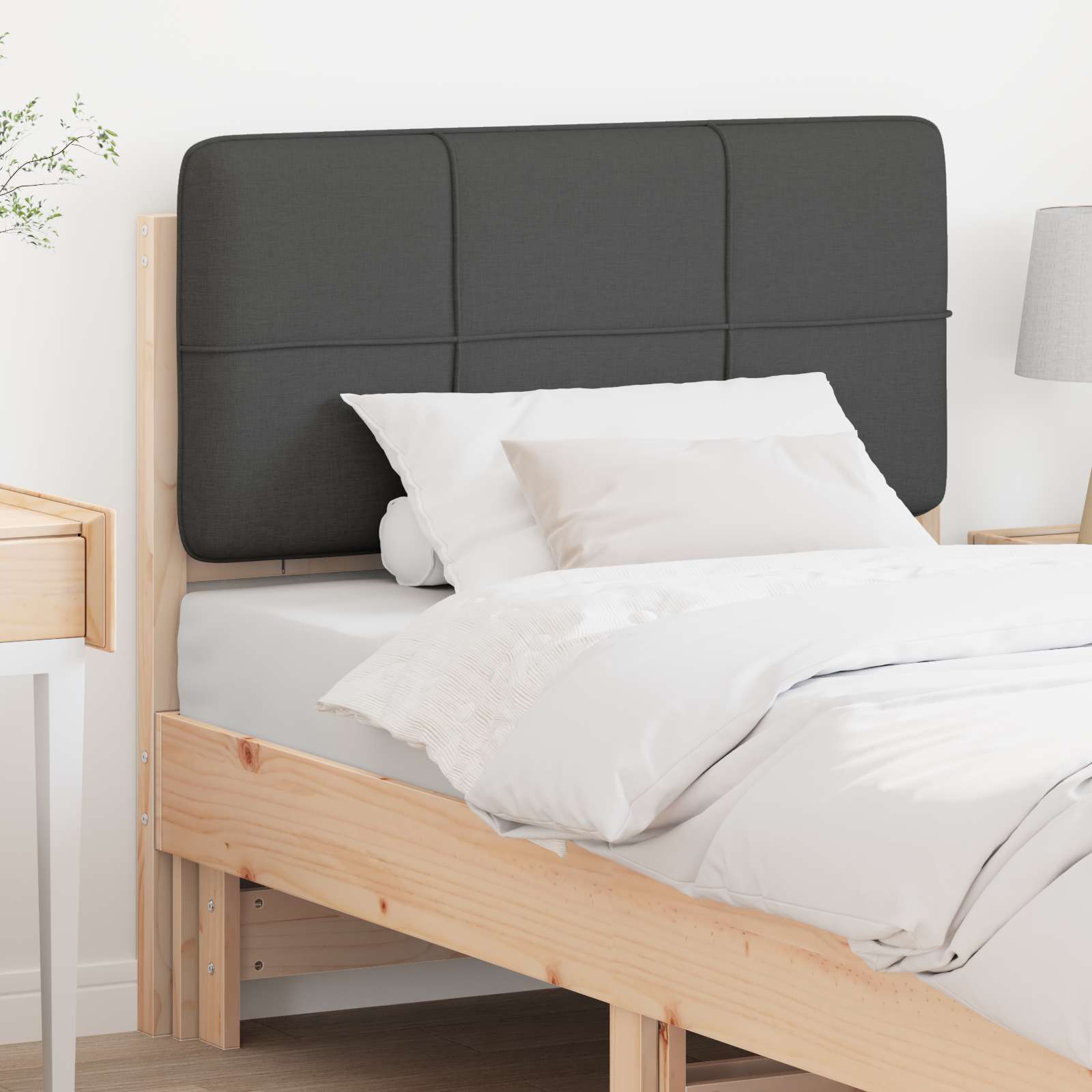 Tapecirani uzglavlje s uzglavljem Smeđa i tamno siva 90 cm