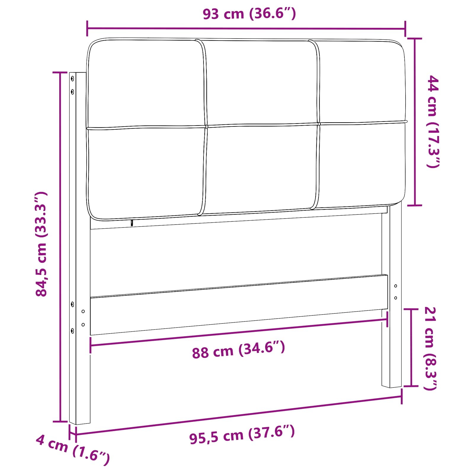 Tapecirani uzglavlje s uzglavljem Smeđa i tamno siva 90 cm