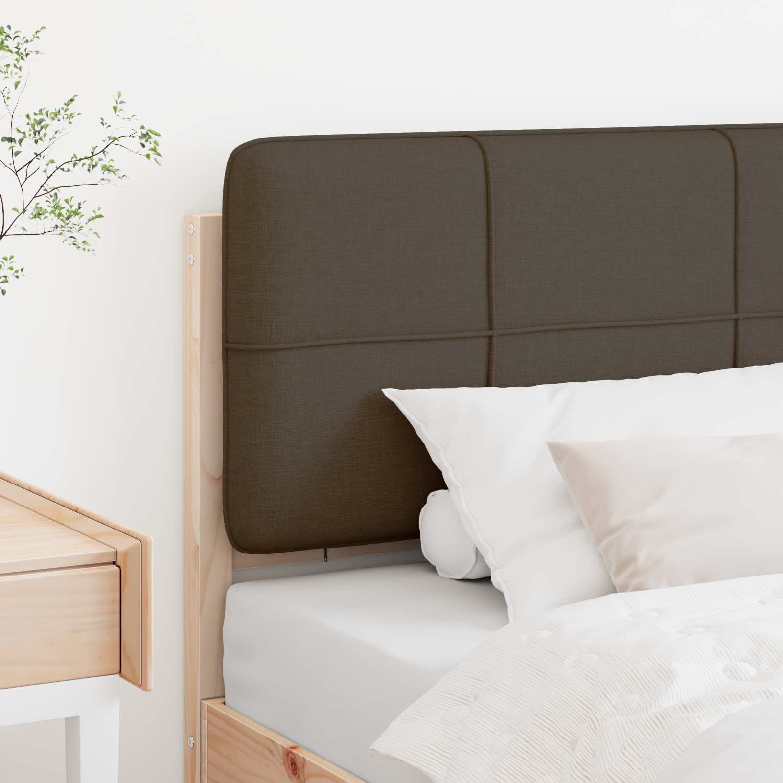 Tapecirani uzglavlje Smeđa i taupe 75 cm Čvrsto borovo drvo