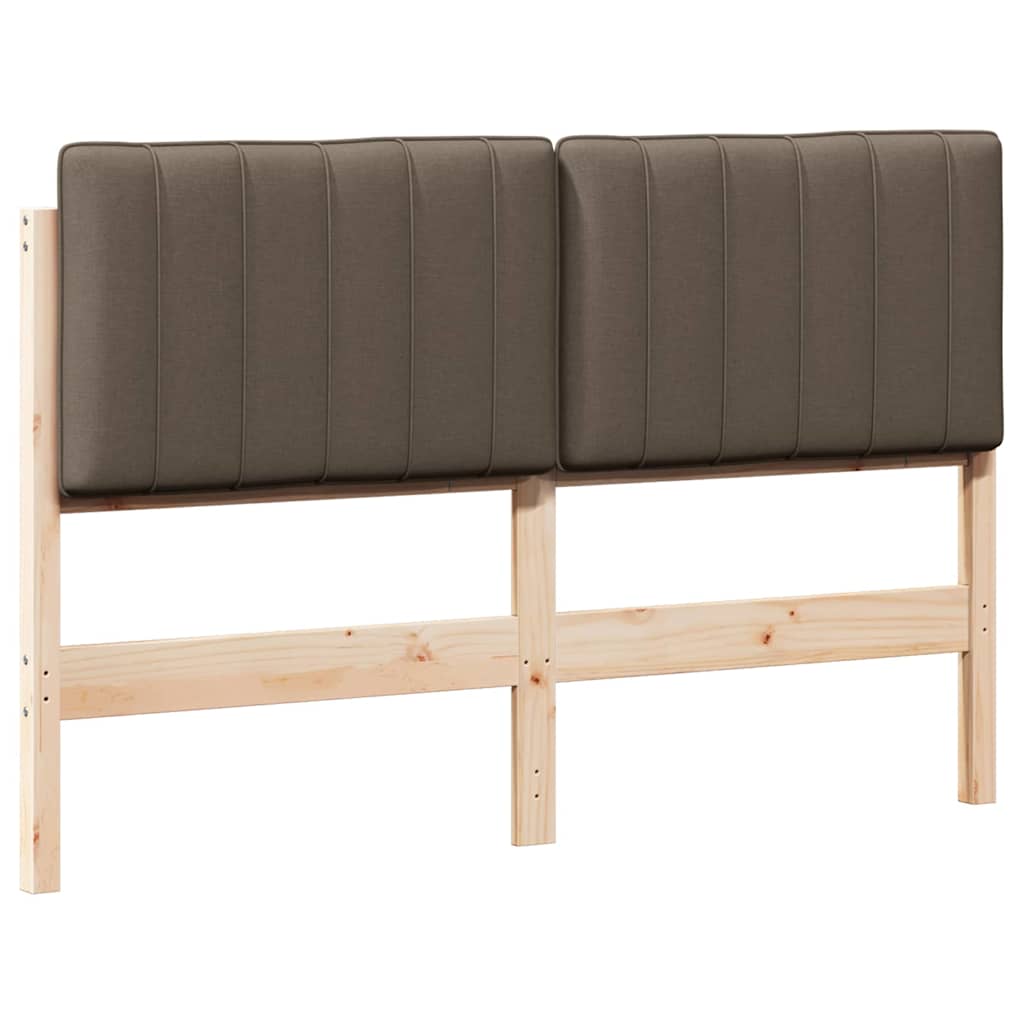 Tapecirani uzglavlje Smeđa i taupe 135 cm Čvrsto borovo drvo