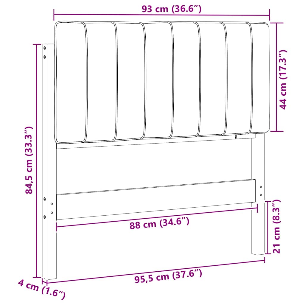 Tapecirani uzglavlje s uzglavljem Smeđa i tamno siva 90 cm
