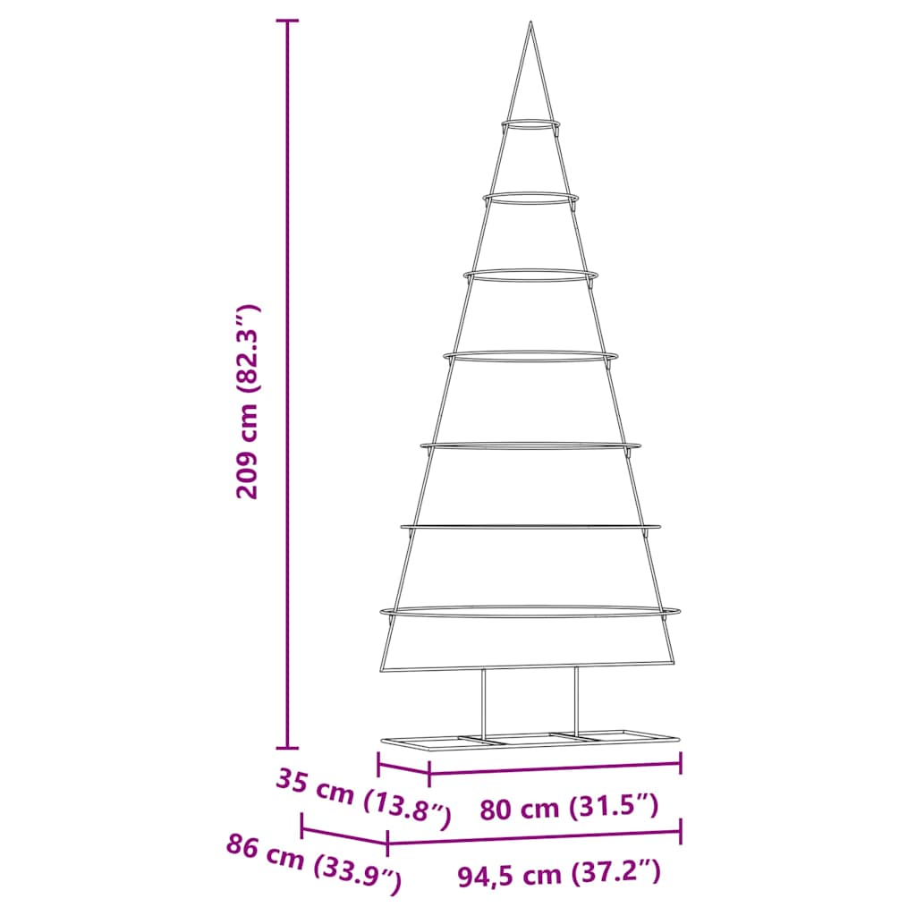 Metalna božićna jelka Zlatno 209 cm Čelik s praškastim premazom