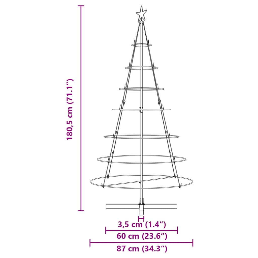 Božićno drvo u obliku čunja s stalakom Crna 180,5 cm Čelik