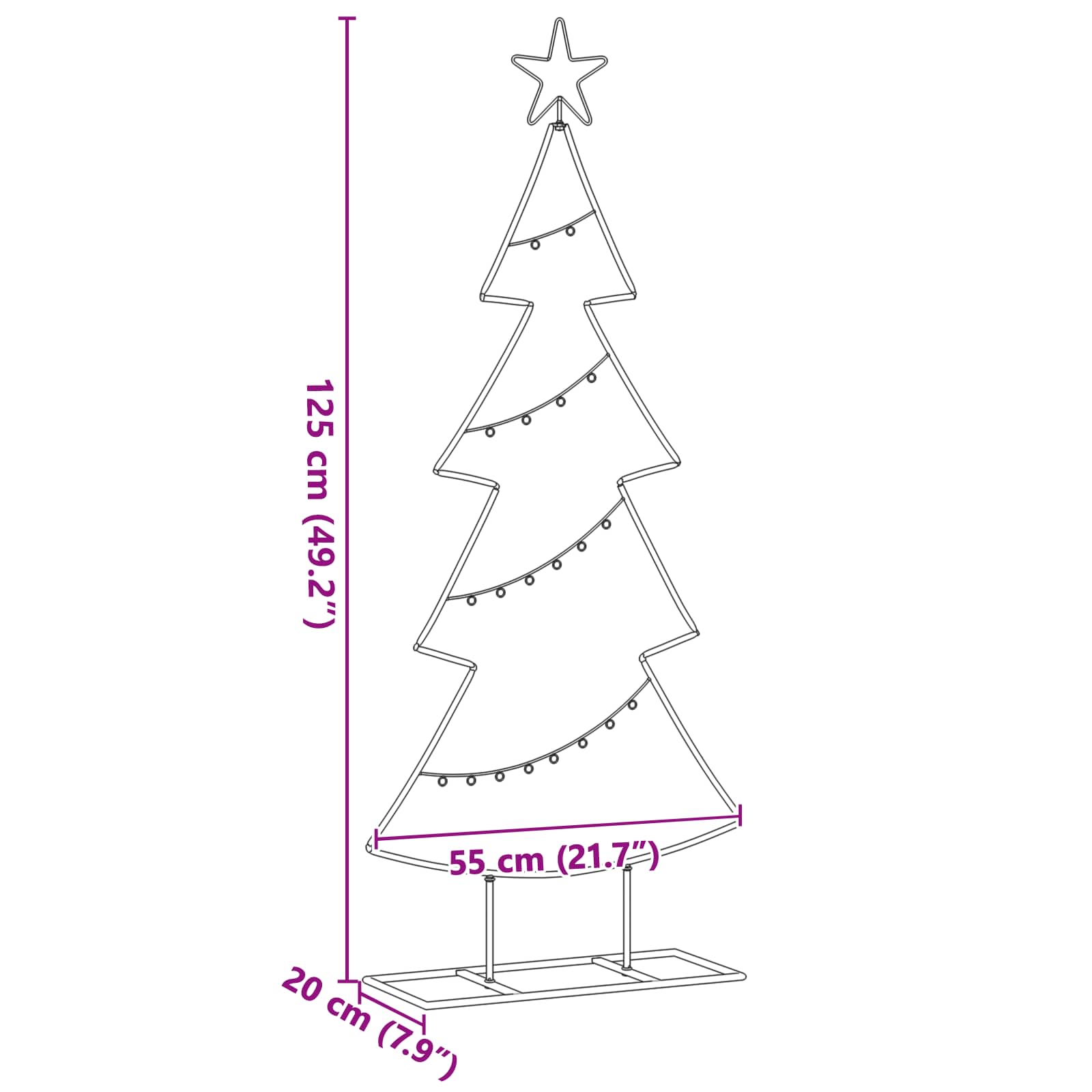 Metalna božićna jelka s stalakom Crna 125 cm Čelik