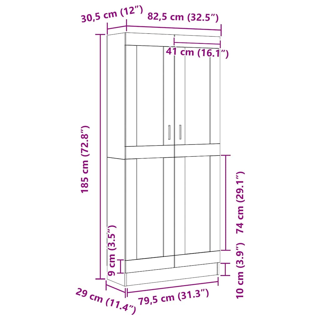 Ormarić za knjige Crni hrast 82,5 x 30,5 x 185 cm
