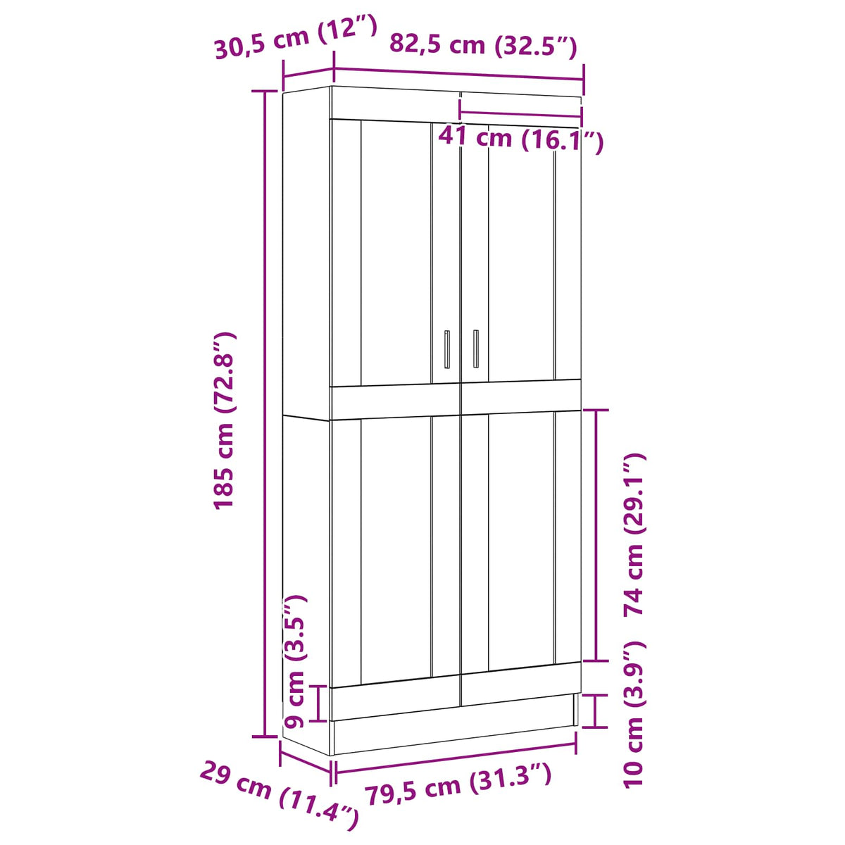Ormarić za knjige Crni hrast 82,5 x 30,5 x 185 cm