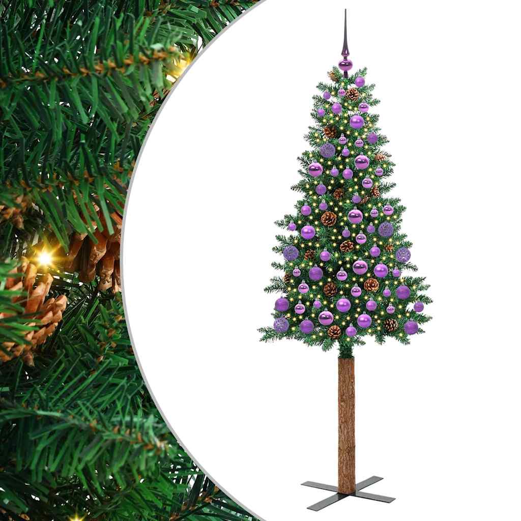 Mršavo božićno drvce Zelena 180 cm PVC i čvrsto drvo bora