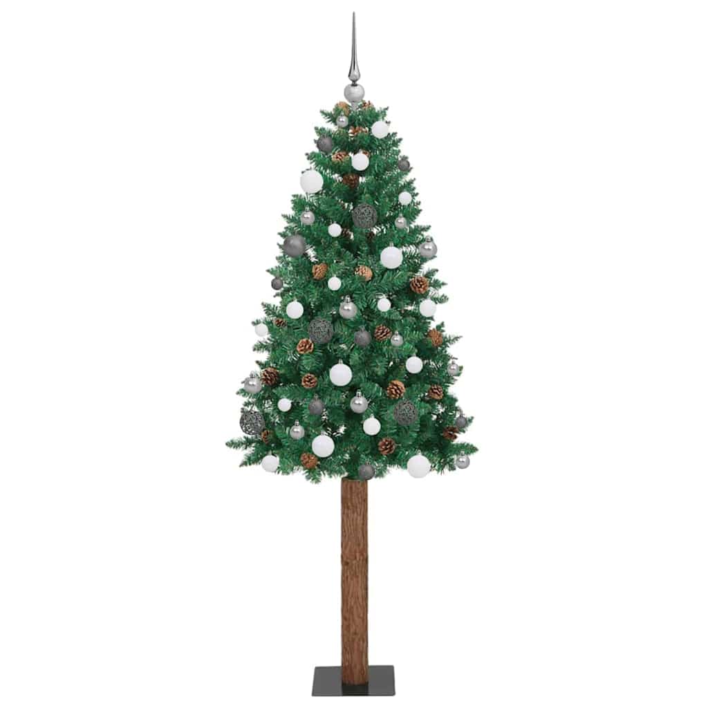 Mršavo božićno drvce Zelena 210 cm PVC i čvrsto drvo bora