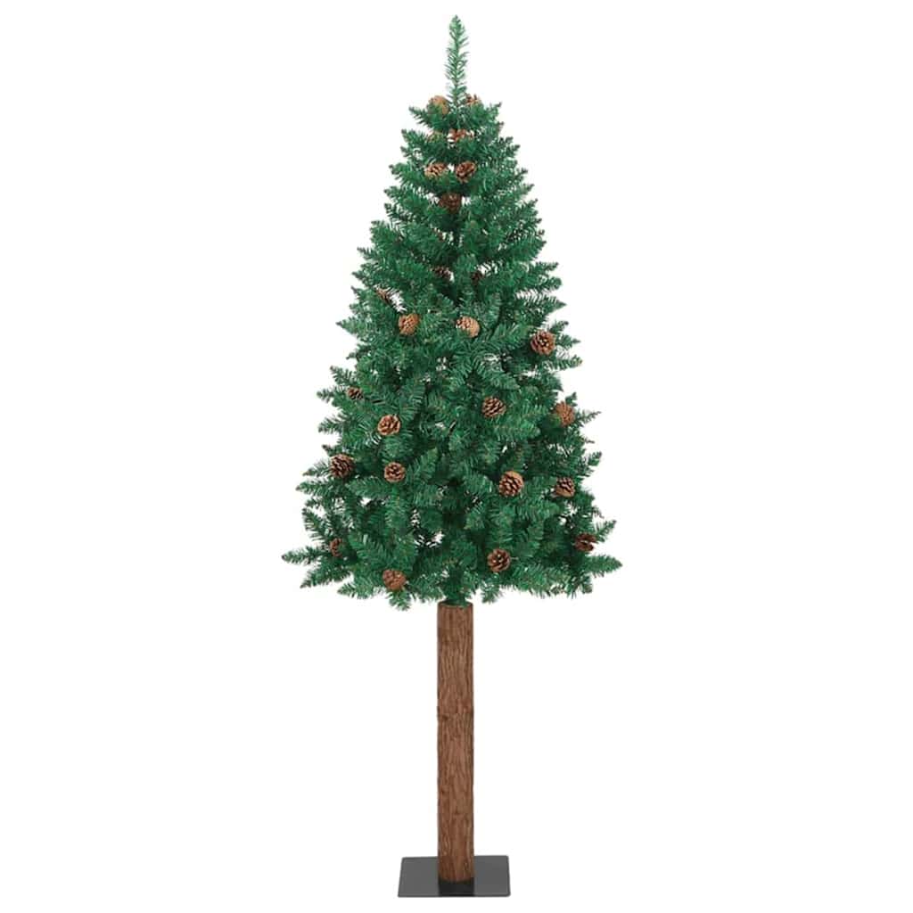 Mršavo božićno drvce Zelena 210 cm PVC i čvrsto drvo bora