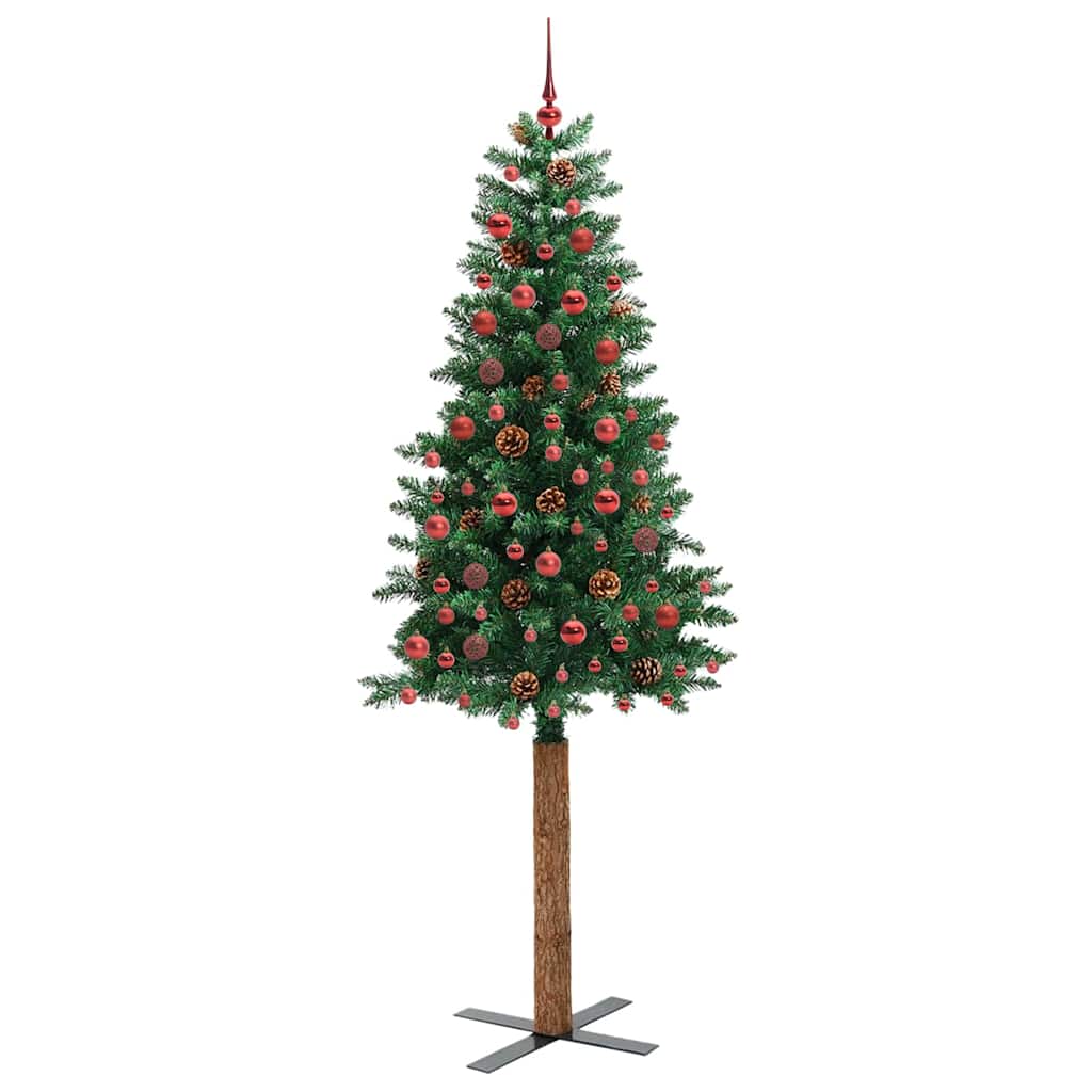 Mršavo božićno drvce Zelena 210 cm PVC i čvrsto drvo bora