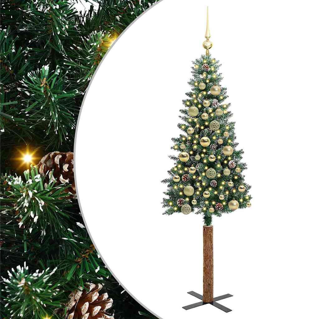 Mršavo božićno drvce Zelena 150 cm PVC i čvrsto drvo bora