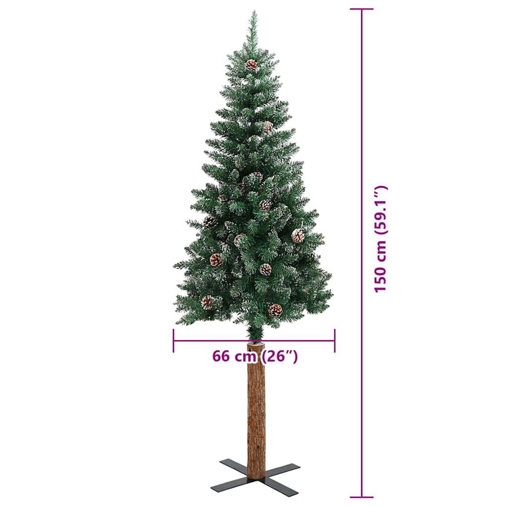 Mršavo božićno drvce Zelena 150 cm PVC i čvrsto drvo bora