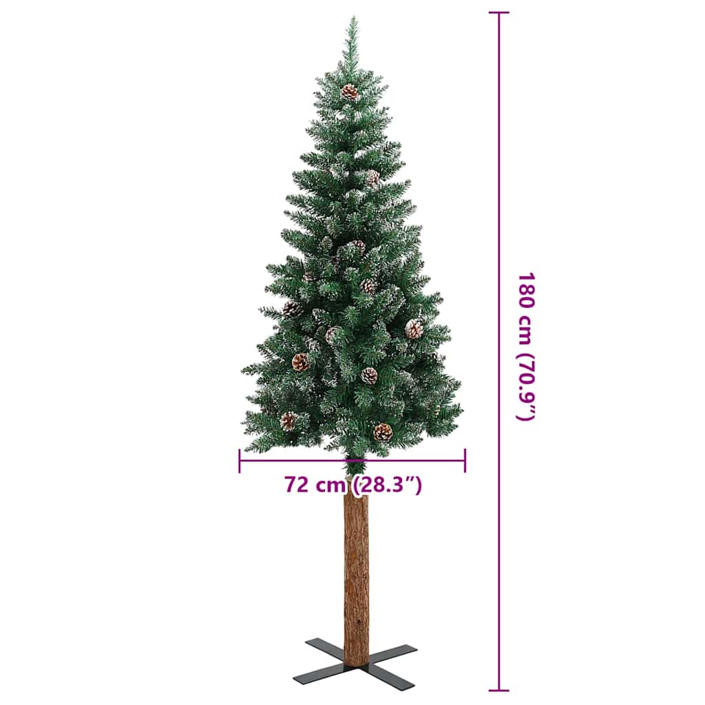Mršavo božićno drvce Zelena 180 cm PVC i čvrsto drvo bora