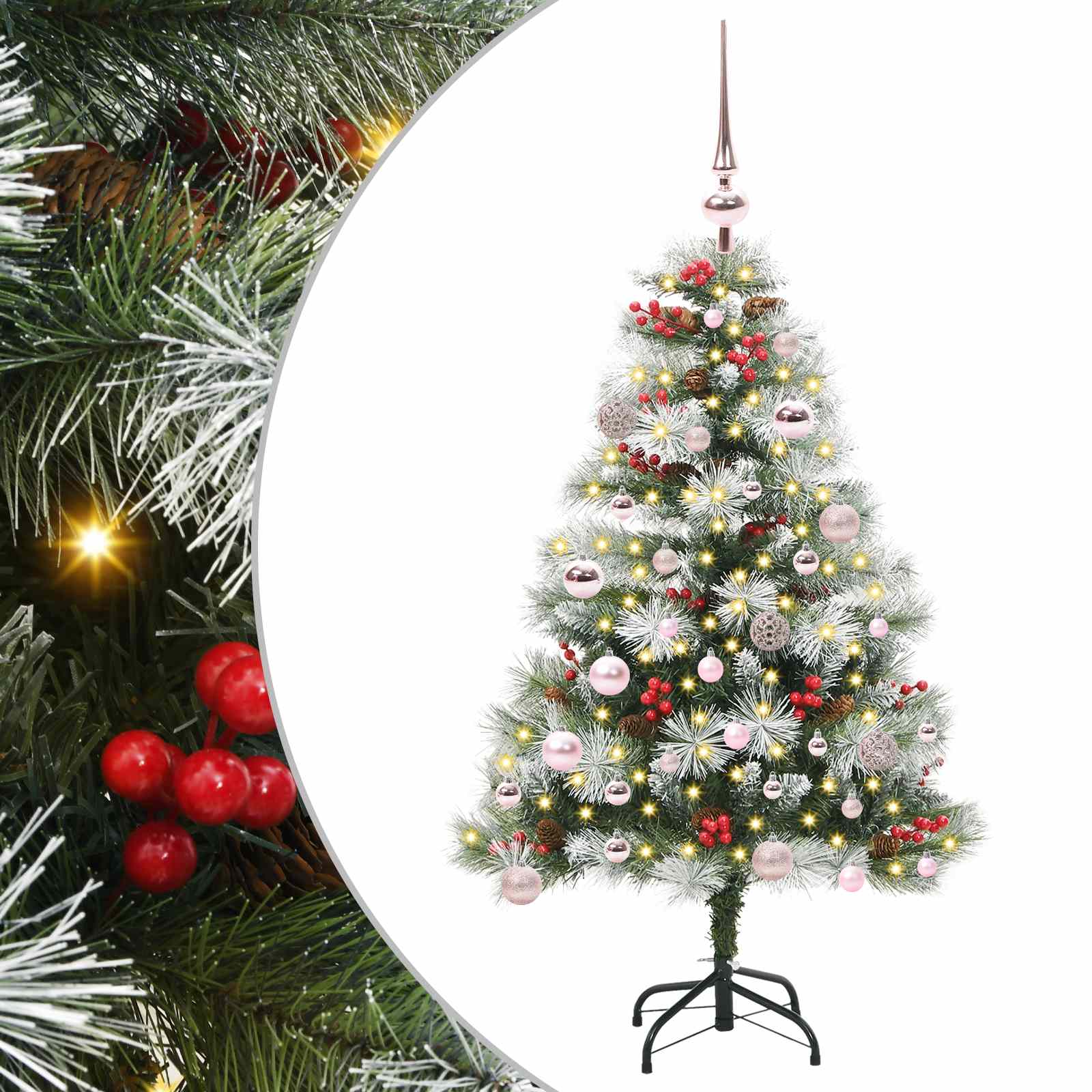 Umjetno božićno drvce S LED lampica Zelena i bijela 150 cm