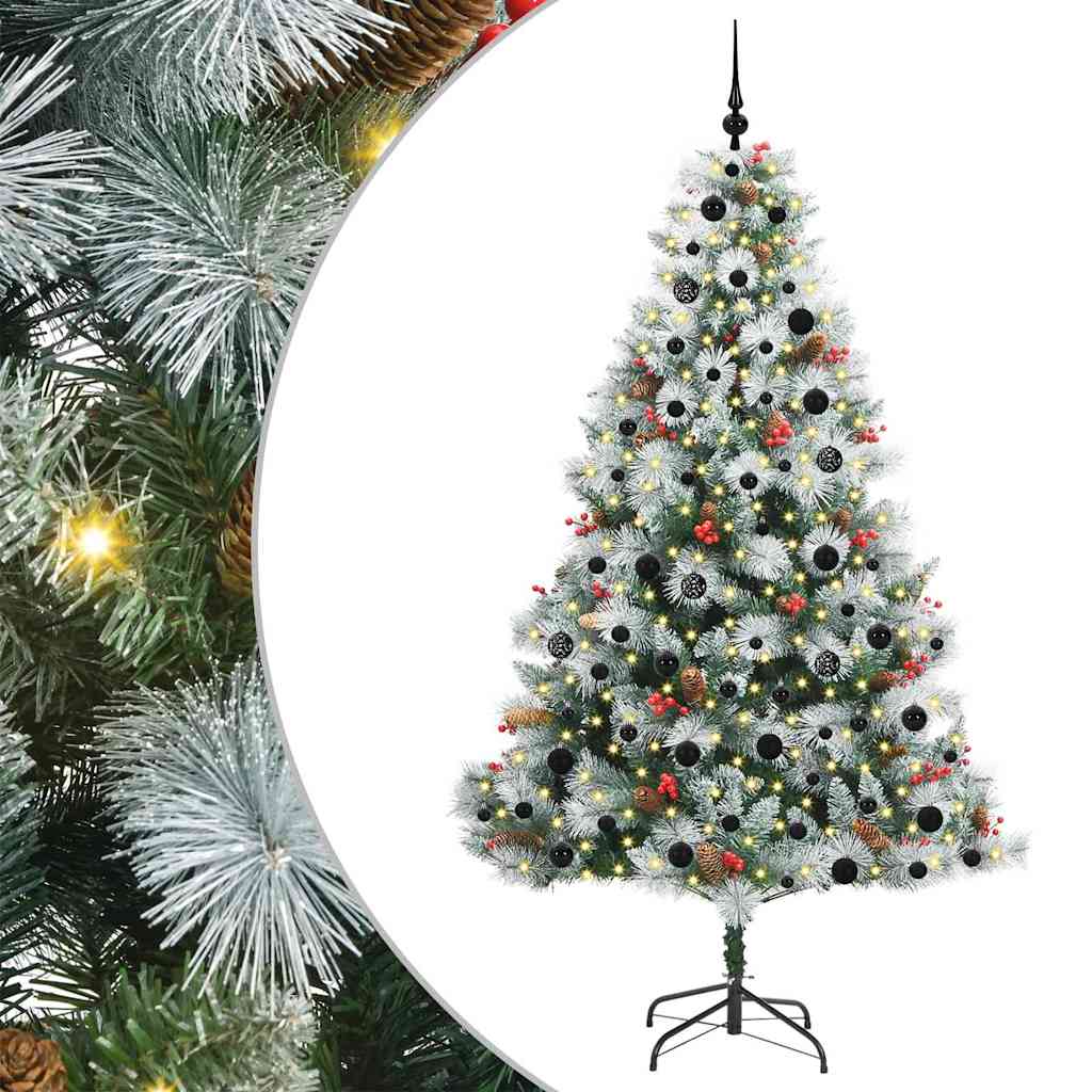 Umjetno božićno drvce S LED lampica Zelena i bijela 210 cm