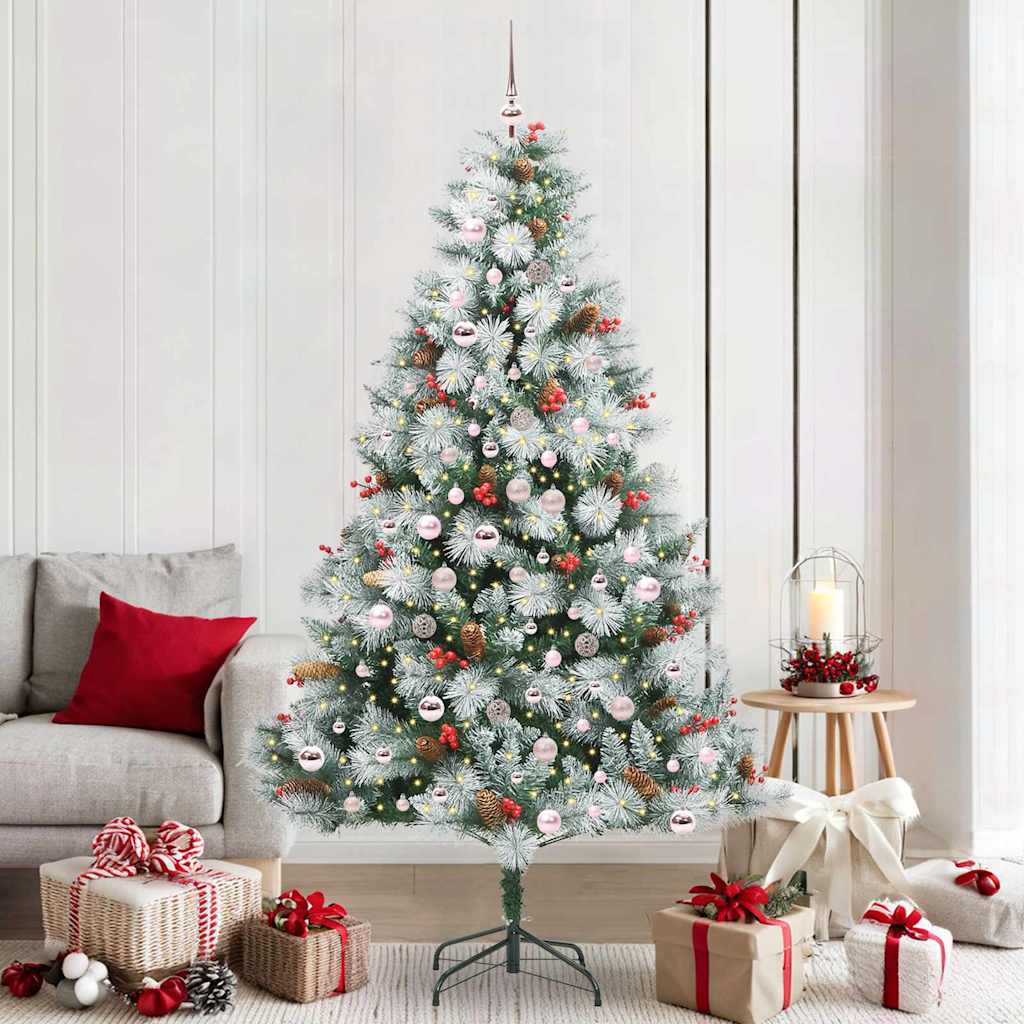 Umjetno božićno drvce S LED lampica Zelena i bijela 210 cm