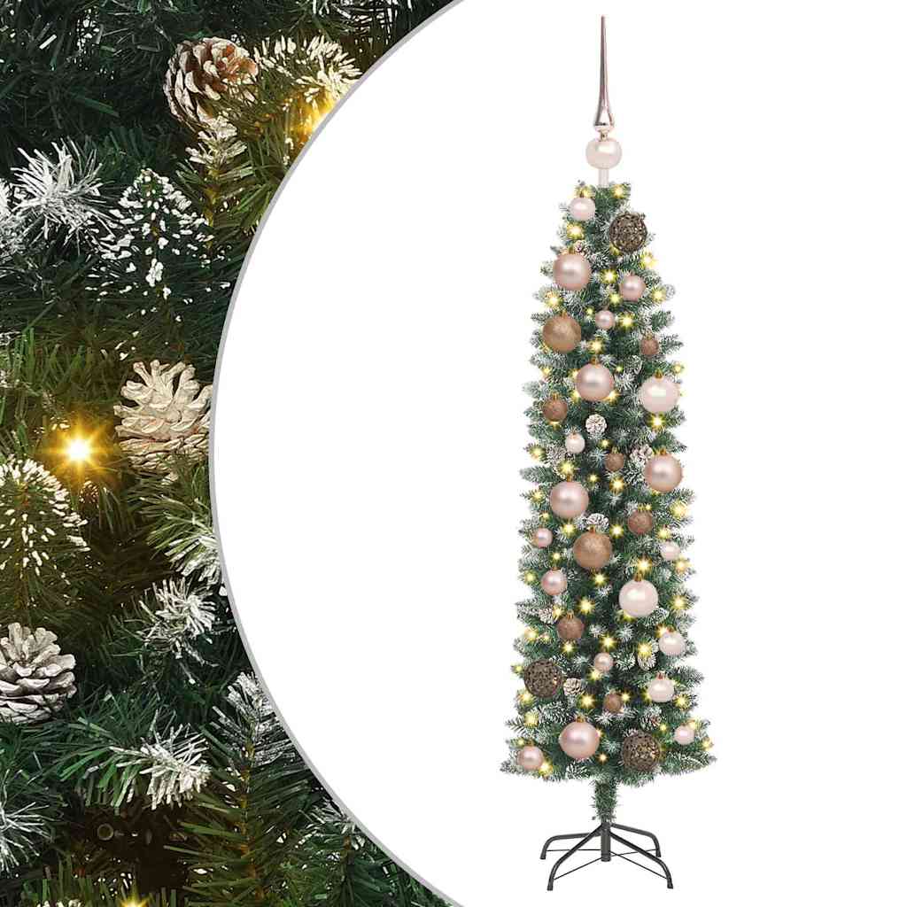 Umjetno vitko božićno drvce s stalakom Zelena i bijela 120 cm