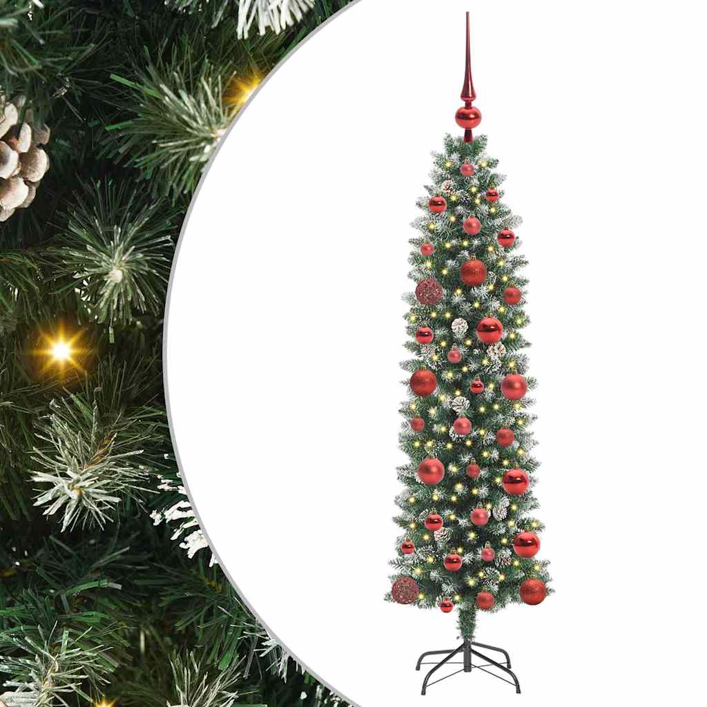 Umjetno vitko božićno drvce s stalakom Zelena i bijela 120 cm