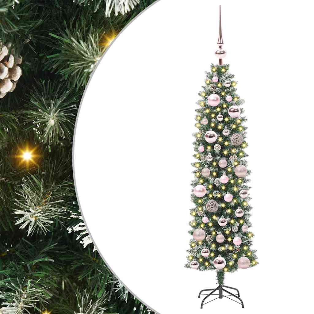 Umjetno vitko božićno drvce Zelena i bijela 120 cm