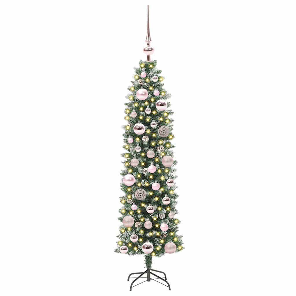 Umjetno vitko božićno drvce Zelena i bijela 120 cm