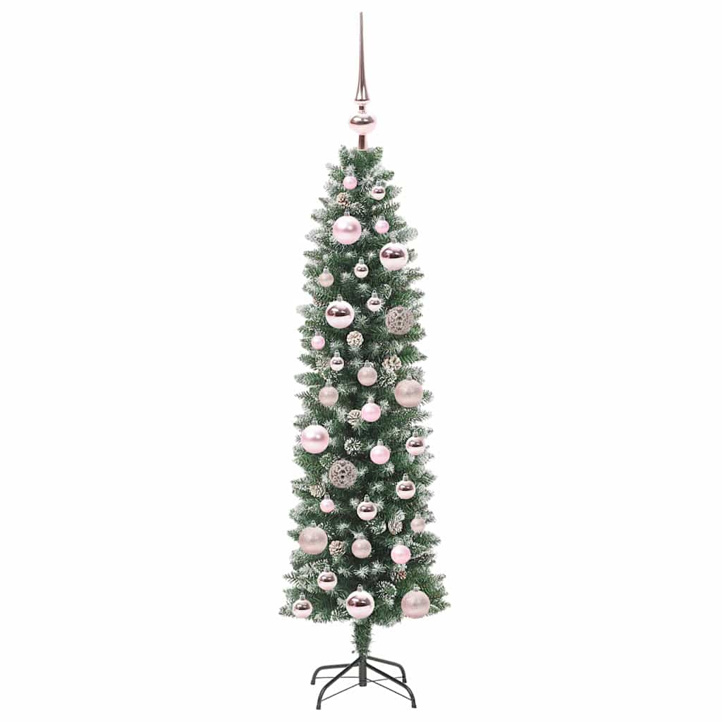 Umjetno vitko božićno drvce Zelena i bijela 120 cm