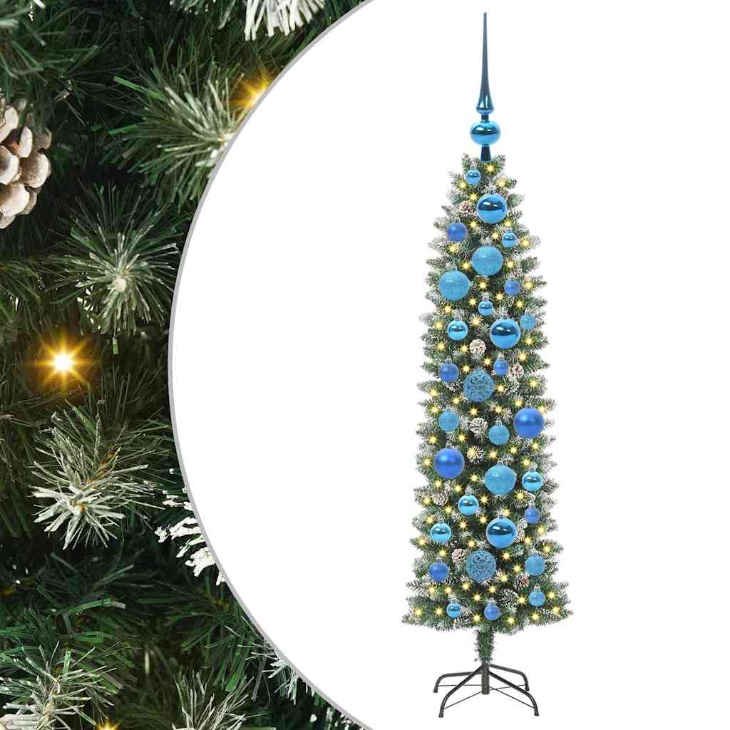 Umjetno vitko božićno drvce Zelena i bijela 120 cm