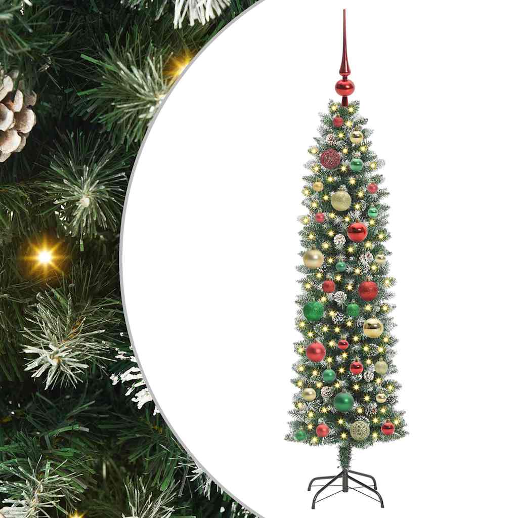 Umjetno vitko božićno drvce Zelena i bijela 120 cm