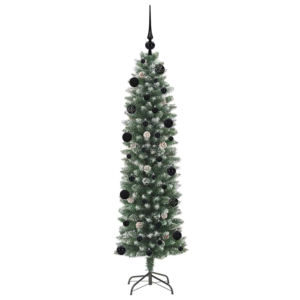 Umjetno vitko božićno drvce Zelena i bijela 150 cm