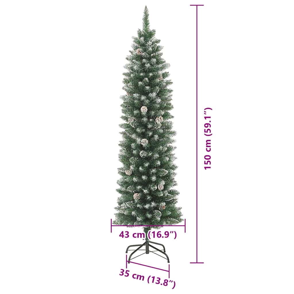 Umjetno vitko božićno drvce Zelena i bijela 150 cm