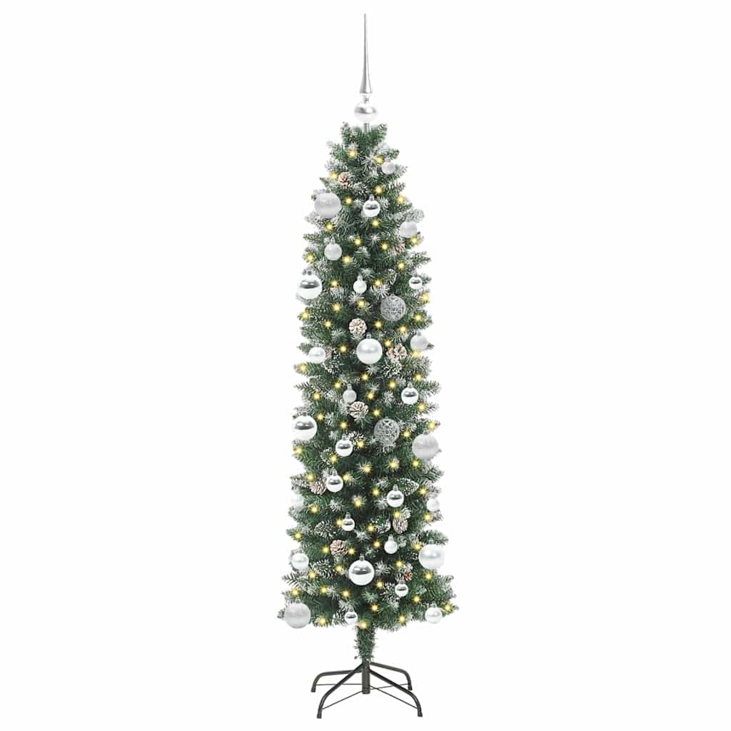 Umjetno vitko božićno drvce Zelena i bijela 150 cm