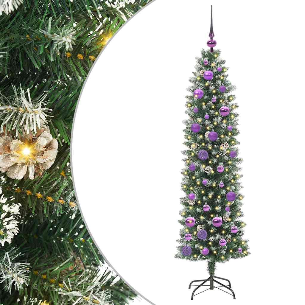 Umjetno vitko božićno drvce Zelena i bijela 150 cm
