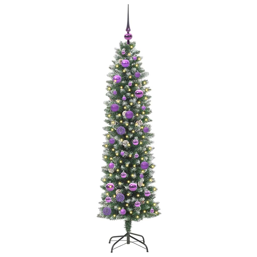 Umjetno vitko božićno drvce Zelena i bijela 150 cm